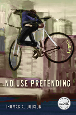 book cover: bicycle in the air with half a person visible