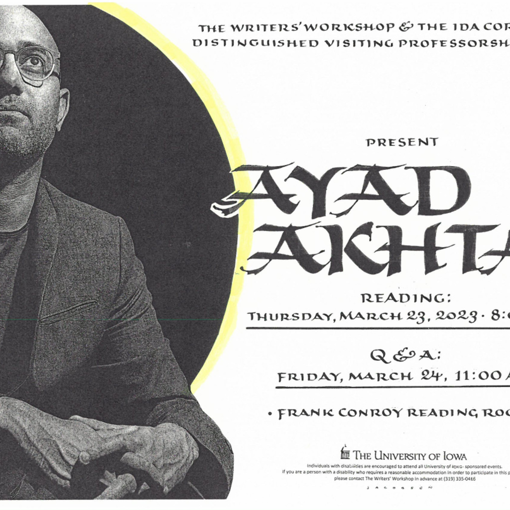 A Reading with Ida Beam Visiting Lecturer, Ayad Akhtar promotional image